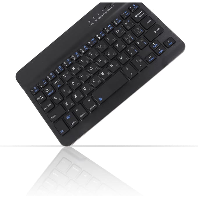 Clavier Bluetooth sans fil russe ultra-fin rechargeable de 7 pouces pour Android, Windows et iOS black