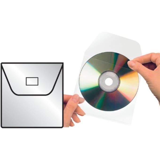 CD/DVD-Hülle Djois 127x127mm mit transparenter Klappe 25 Stück