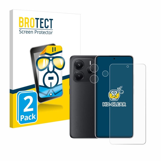 BROTECT - Screenprotector voor Xiaomi Redmi Note 14 (Voor+Camera) - Folie Beschermfolie transparant 2 Stuks