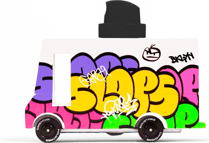 Candycar Vans: GRAFFITI Black (A807) 8,4x4,1x6,5cm, wooden diecast, in giftbox, 3+