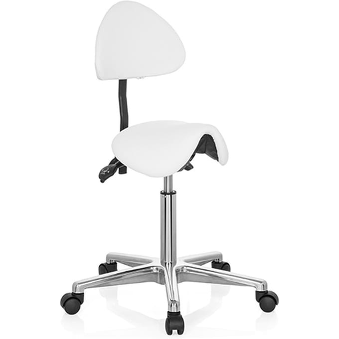 Kruk / Draaikruk / Werkstoel / Zadel TOP WORK 20 Kunstleer wit hjh OFFICE