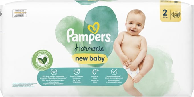 Pampers New Baby Harmonie 48 Luiers Maat 2 (4-8 kg)