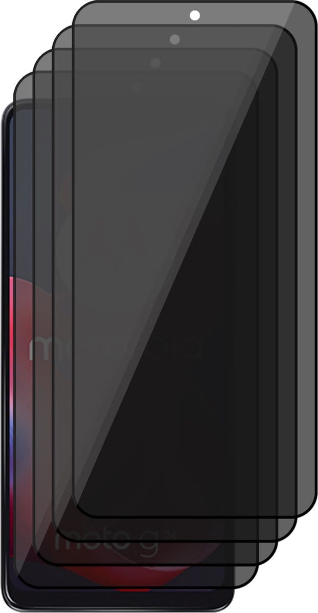 Privacy Screenprotector geschikt voor Motorola Moto G24 - 4x Volledig Dekkend Glas Screen Protector