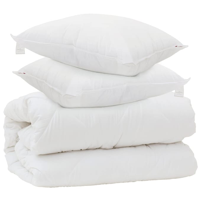 vidaXL - Dekbed - met - Kussens - met - kussen - 3 - st - Wit - Microvezel