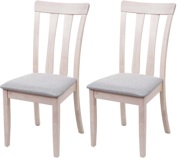 Set van 2 eetkamerstoelen MCW-G46, keukenstoel, stof/textiel, massief hout ~ lichtkleurig frame, grijs