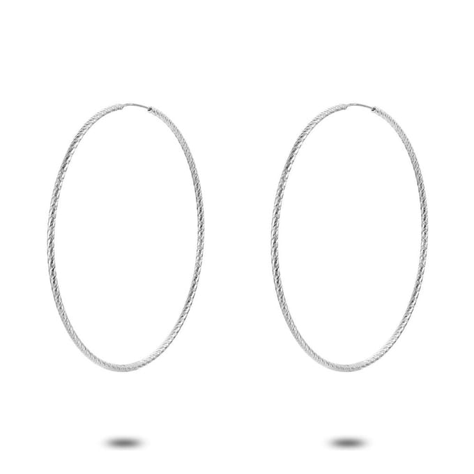 Twice As Nice Oorbellen in zilver, gebeiteld, 38 mm