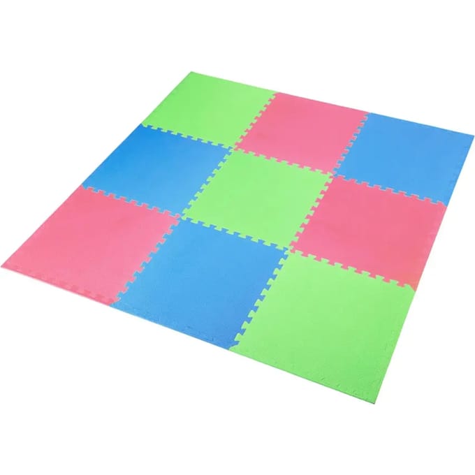 One Fitness Puzzelmat - Set van 9 - 10 mm - Multi