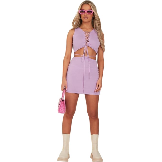 Missy Empire Gebreide minirok voor dames (Lila)