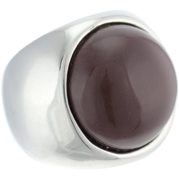 Behave - Ring - Statement Zilverkleurige Ring met Bruine Steen | Elegant & Tijdloos | Nikkelvrij