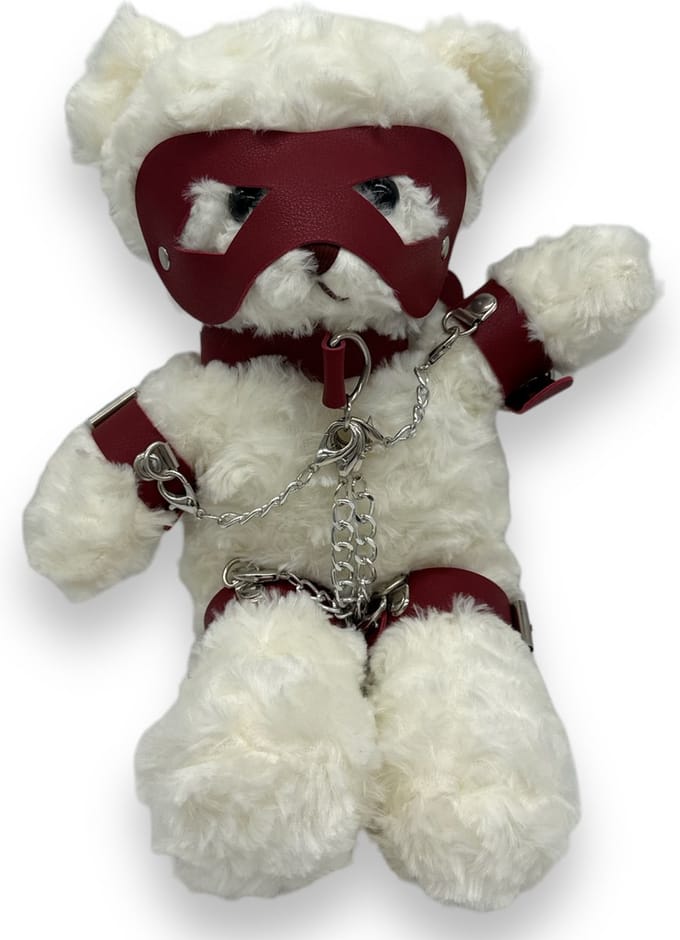 Erotische Bondage Teddy Bear Knuffel In Chain Wit