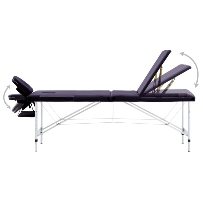 vidaXL - Massagetafel - inklapbaar - 3 - zones - aluminum - paars