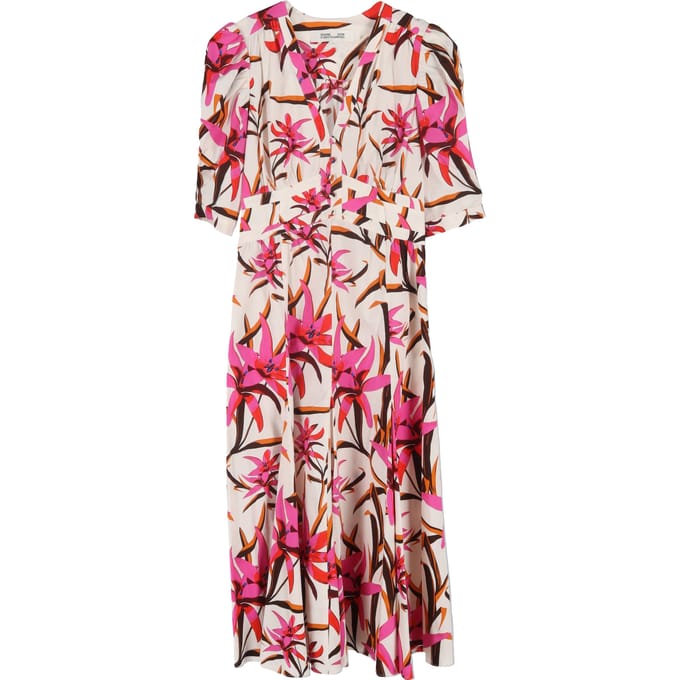Diane Von Furstenberg midi-jurk met bloemenprint in veelkleurig katoen