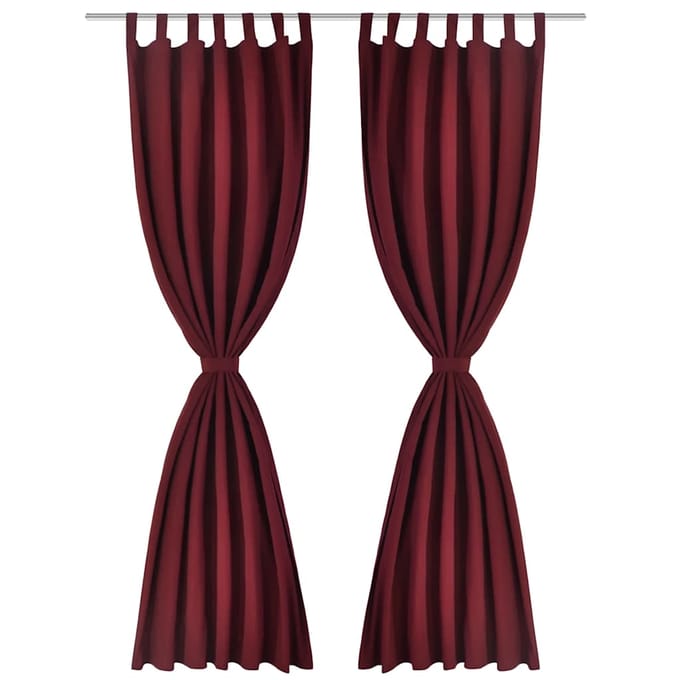 vidaXL - Micro-Satijnen - Gordijnen - met - Ringen - 140 - x - 175 - cm - 2 - stuks - (Wijnrood)