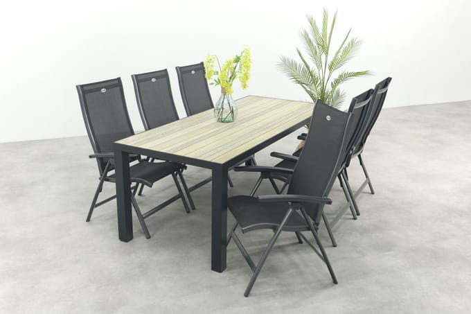 Hartman Salvatore/Nola verstelbare tuinset 210x90 cm. - Antraciet/Houtlook
