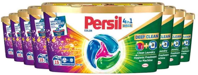 Persil - Wasmiddelcapsules Discs Gekleurde Was - 8 x 15 stuks - Voordeelverpakking