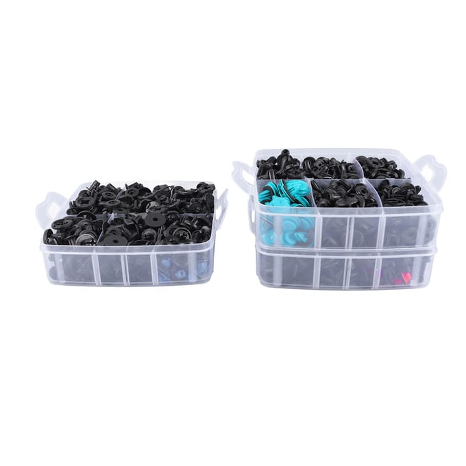 635 stuks Auto Bumper Retainer Clips Deurpaneel Spatbord Klinknagels Kit met Bevestigingsmiddelen Verwijderaar gray