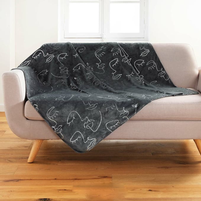 Plaid Line Art 125 cm x 150 cm Charcoal Grey