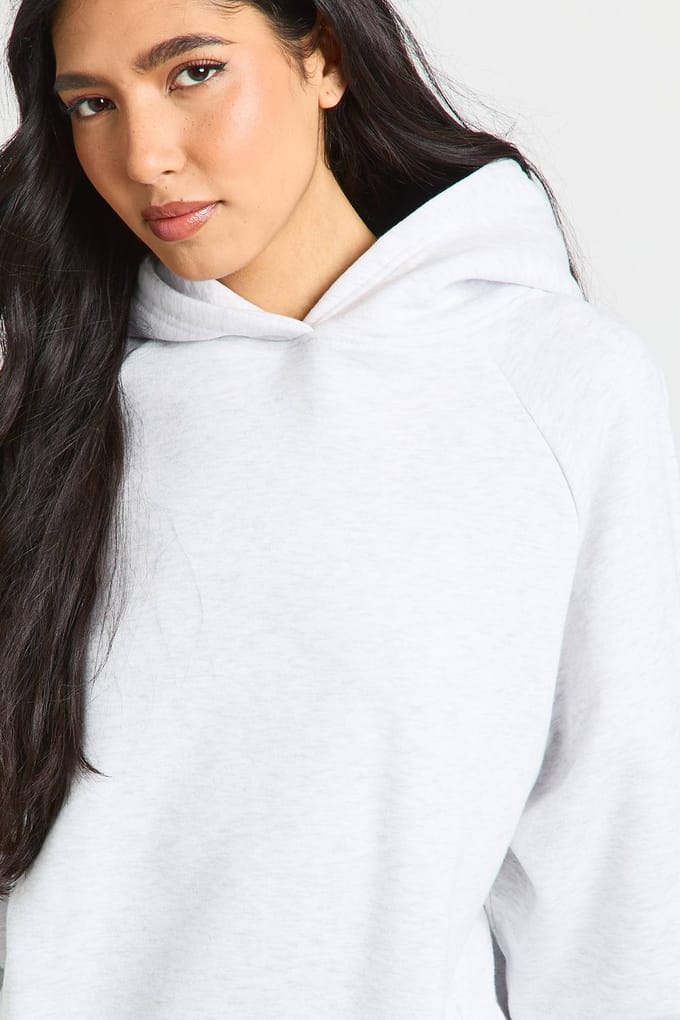 boohoo Dames Lange Raglan Naad Oversized Hoodie | Asgrijs | Maat: Medium