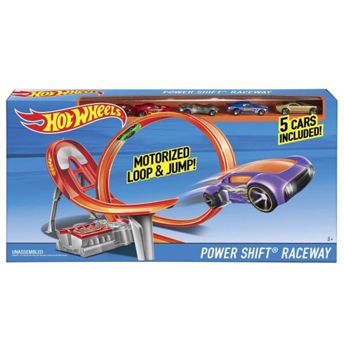 Hot Wheels Power Shift Raceway met 5 die-cast auto's Voertuigen