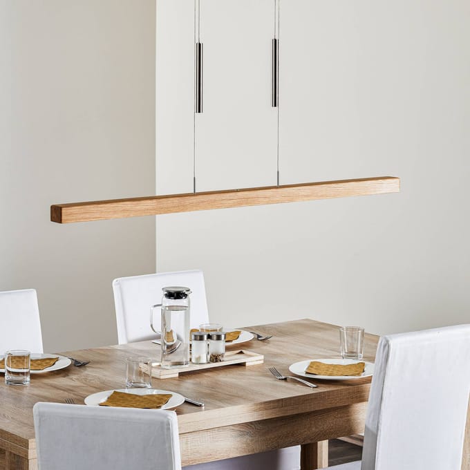 HerzBlut Leonora hanglamp Down 121cm eiken natuur