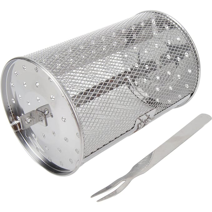 Rollende Grillmand RVS BBQ Rollende Mand Vork Gaas Cilinder Grillmand voor gray