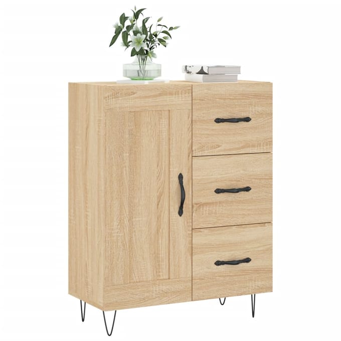 vidaXL - Dressoir - 69,5x34x90 - cm - bewerkt - hout - sonoma - eikenkleurig