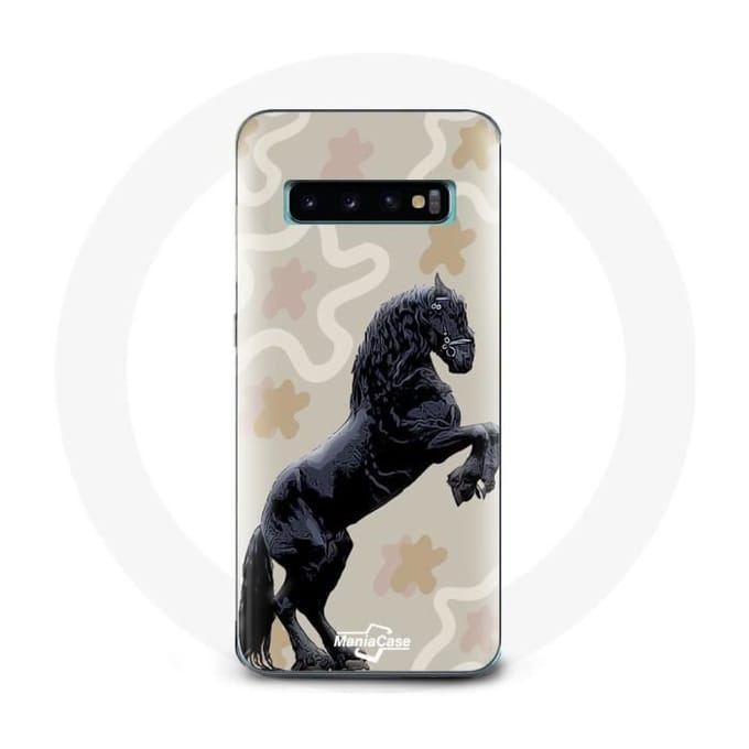 Coque - Samsung - Galaxy S10 Edge - Noir - Souple - Race de cheval noir