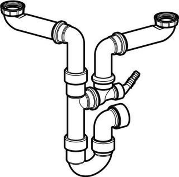 Geberit spoelbaksifon, voor 2 spoelbakken