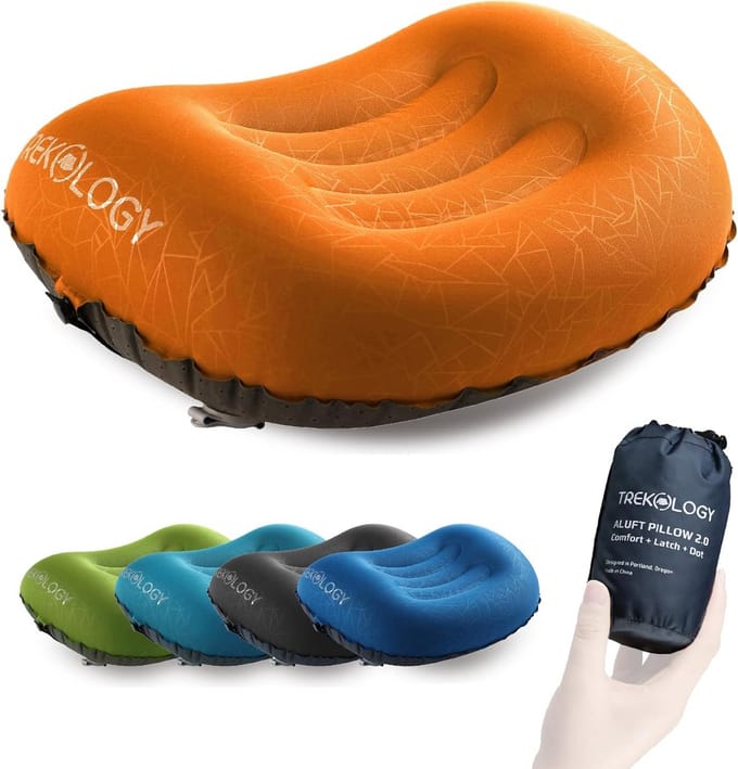 Ultralicht Opblaasbaar Kampeerkussen - Compact en Ergonomisch voor Neksteun