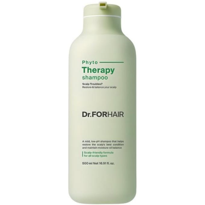 Shampoing Phyto Therapy Dr.FORHAIR 500ml Nettoyant Équilibrant à pH Bas pour Cuir Chevelu Sensible white
