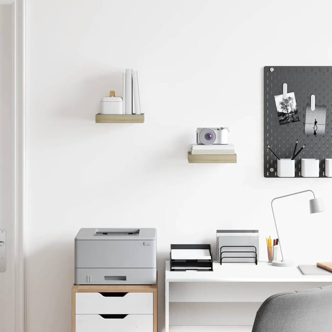 vidaXL - Wandschappen - zwevend - 2 - st - 23x23,5x3,8 - cm - MDF - eikenkleurig