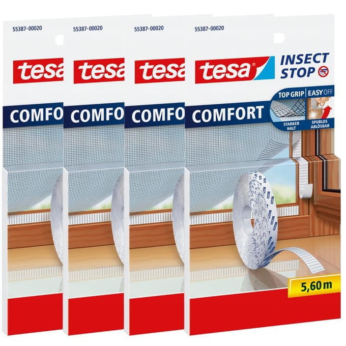 Tesa Comfort - Zelfklevende Klittenband - Meetbaar 5,6m - Wit - Verwijderbaar