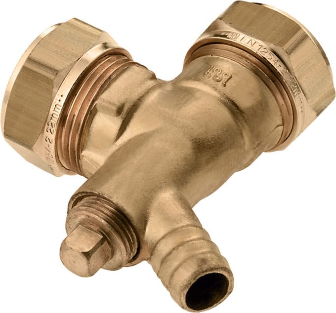 Bonfix messing knelknie met aftap 15mm