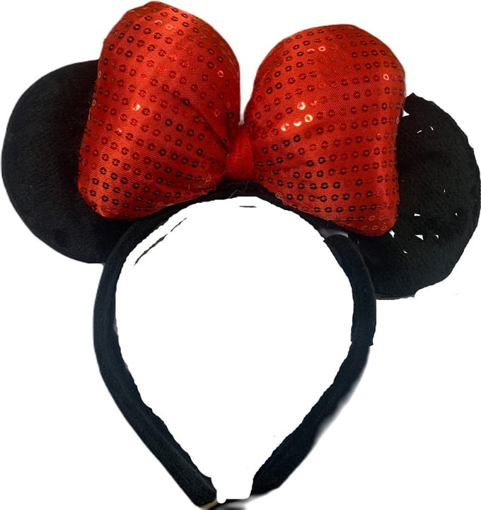 Muizenoren rood glitter - grote strik Rood