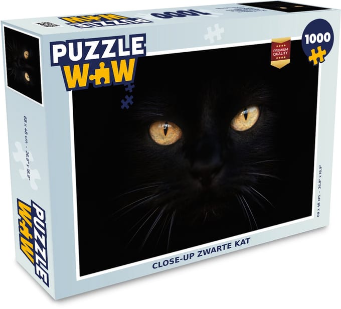 Puzzel Close-up zwarte kat - Legpuzzel - Puzzel 1000 stukjes volwassenen