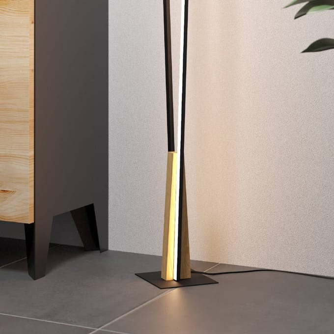 EGLO Panagria Vloerlamp - LED - 146 cm - Zwart/Bruin/Wit