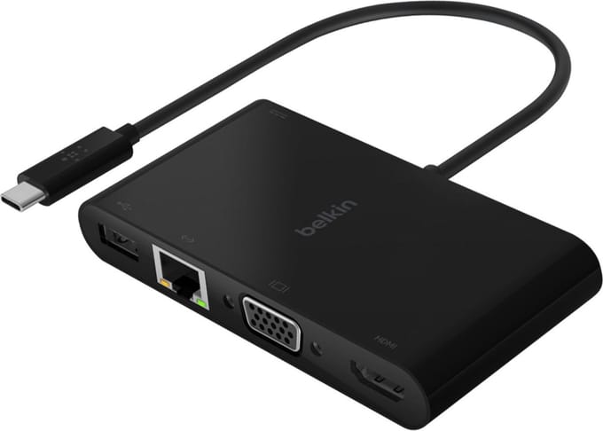 Belkin USB-C multimedia oplaadadapter - 100 W (HDMI 4k, VGA, Gigabit Ethernet, USB-A 3.0)