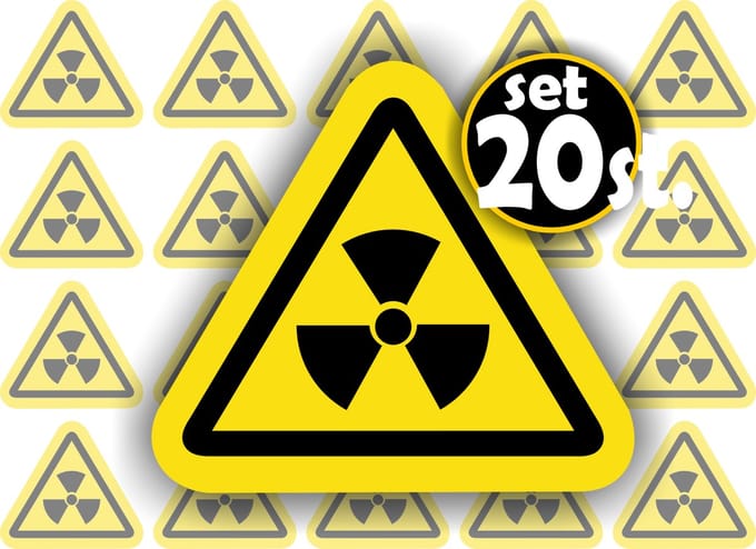 Jerma - Radioactive stoffen - ISO norm - Sticker - 25 st. - 5 cm breed - Weerbestendig - Zelfklevend