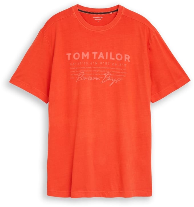 Tom Tailor - T-shirt in used-look - Maat L - orange red