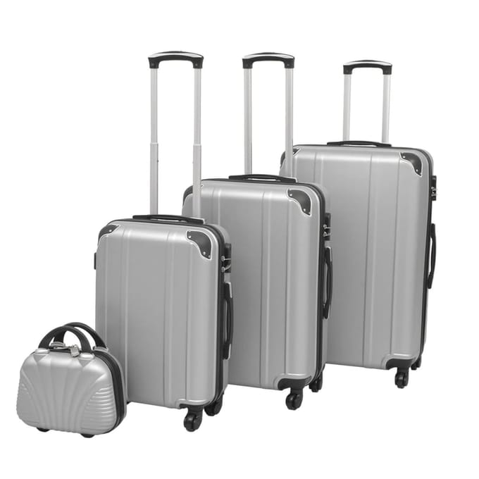 vidaXL - Harde - rolkoffer - set - zilver - 4-dlg