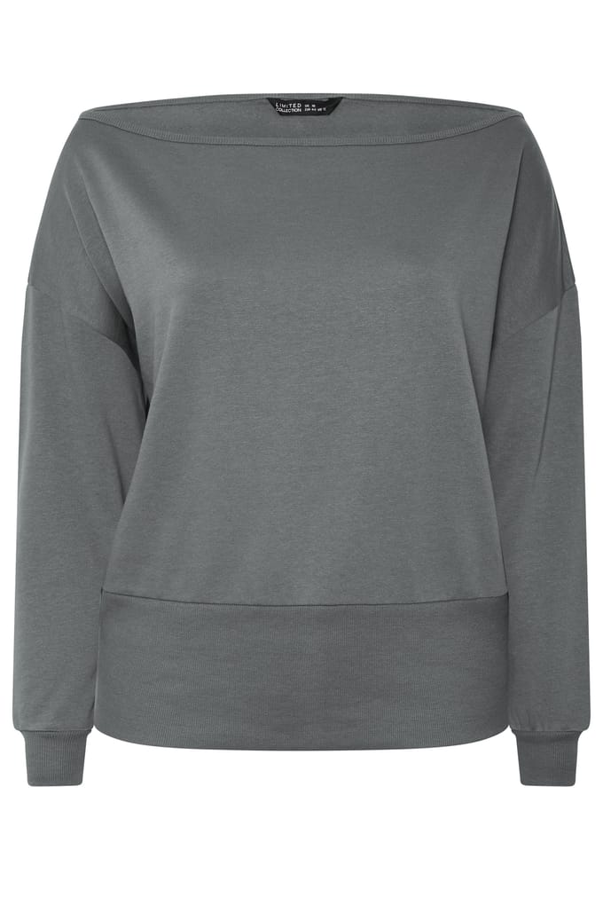 Limited Collection Grijze Sweatshirt Met Wijd Uitgesneden Hals Size 48