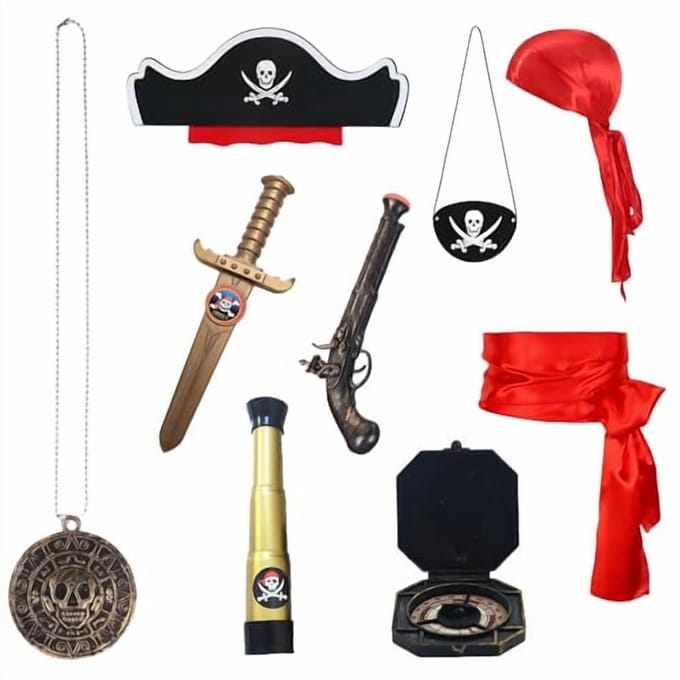 Piratenaccessoires Set – 10-delige rollenspel kostuumset voor kinderen - Carnaval