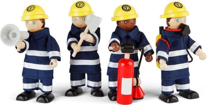 Tidlo Wooden Dollhouse Dolls Firefighters 4 pcs.