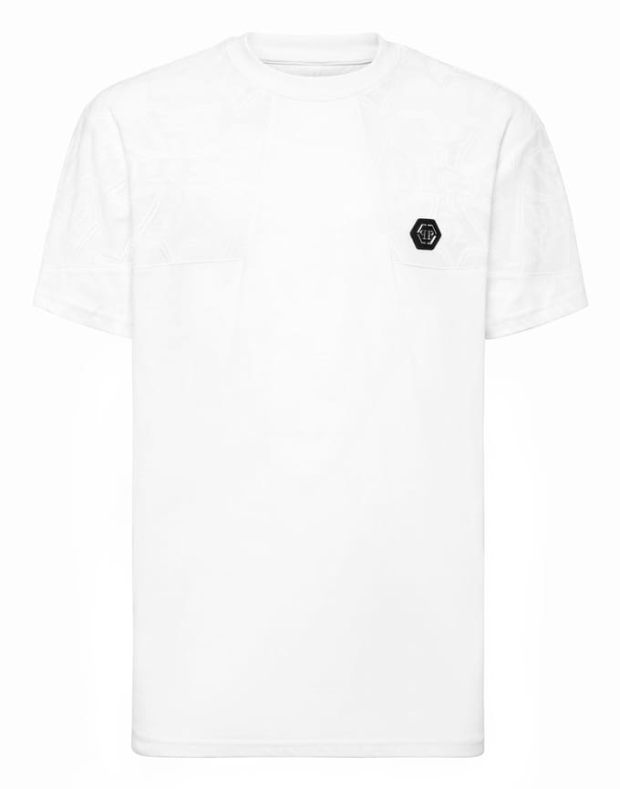 Round Neck T-Shirt Jacquard Crest Cut