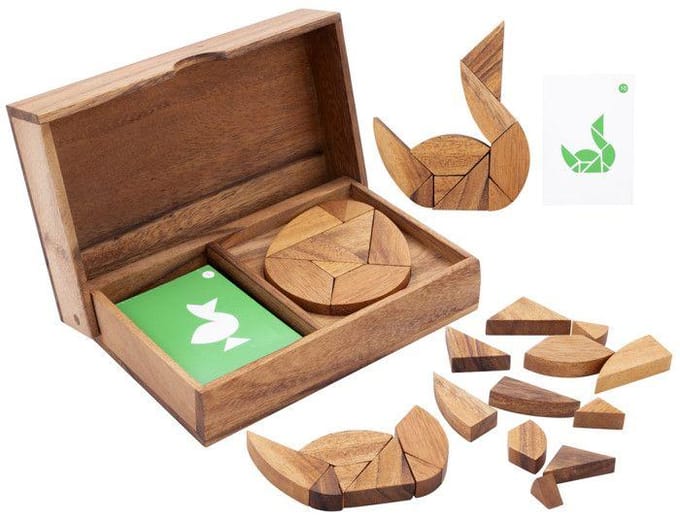 Double Tangram Egg – Houten Puzzelspel – Educatief Denkspel – Tangram Eivorm – Logische Hersenkraker – Engelhart