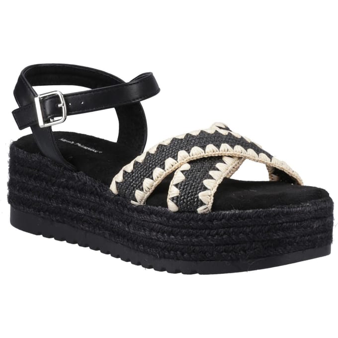 Hush Puppies Jemma Espadrille Polyurethaan Dames Zwarte Sandalen