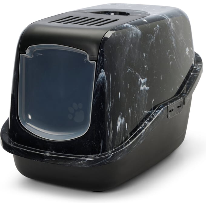 Savic Nestor Marmer - Kattenbak - Marmer Look - Zwart/Wit - 56 x 39 x 38,5 cm