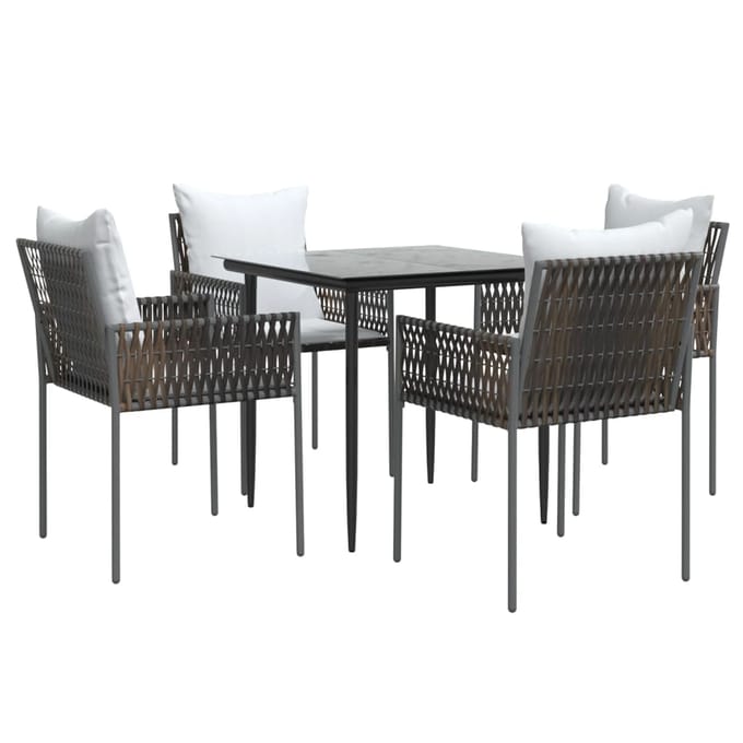 vidaXL - 5-delige - Tuinset - met - kussens - poly - rattan - en - staal