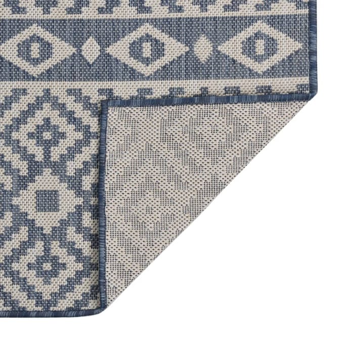 vidaXL - Buitenkleed - met - patroon - platgeweven - 80x250 - cm - blauw