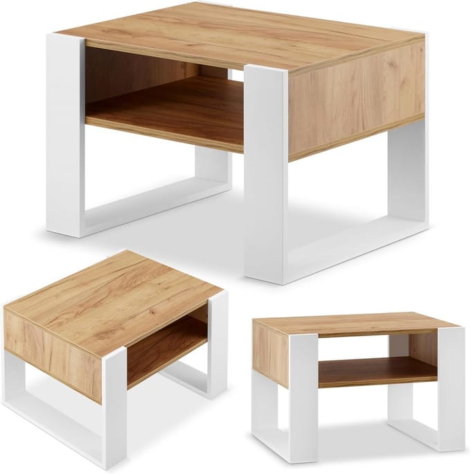 Moderne Salontafel met Opbergruimte - Eiken Koffietafel 65 cm Breed en Duurzaam